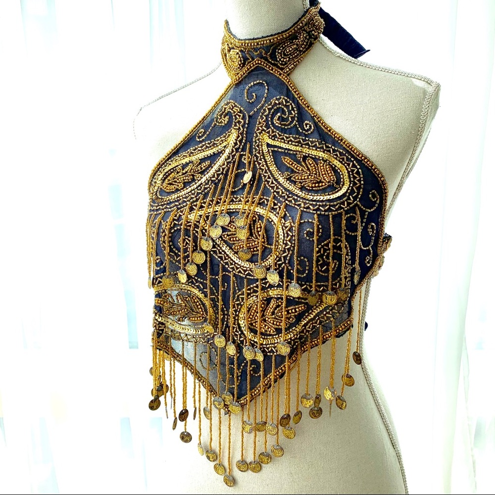 Festival belly dancing scarf top halter gold coin